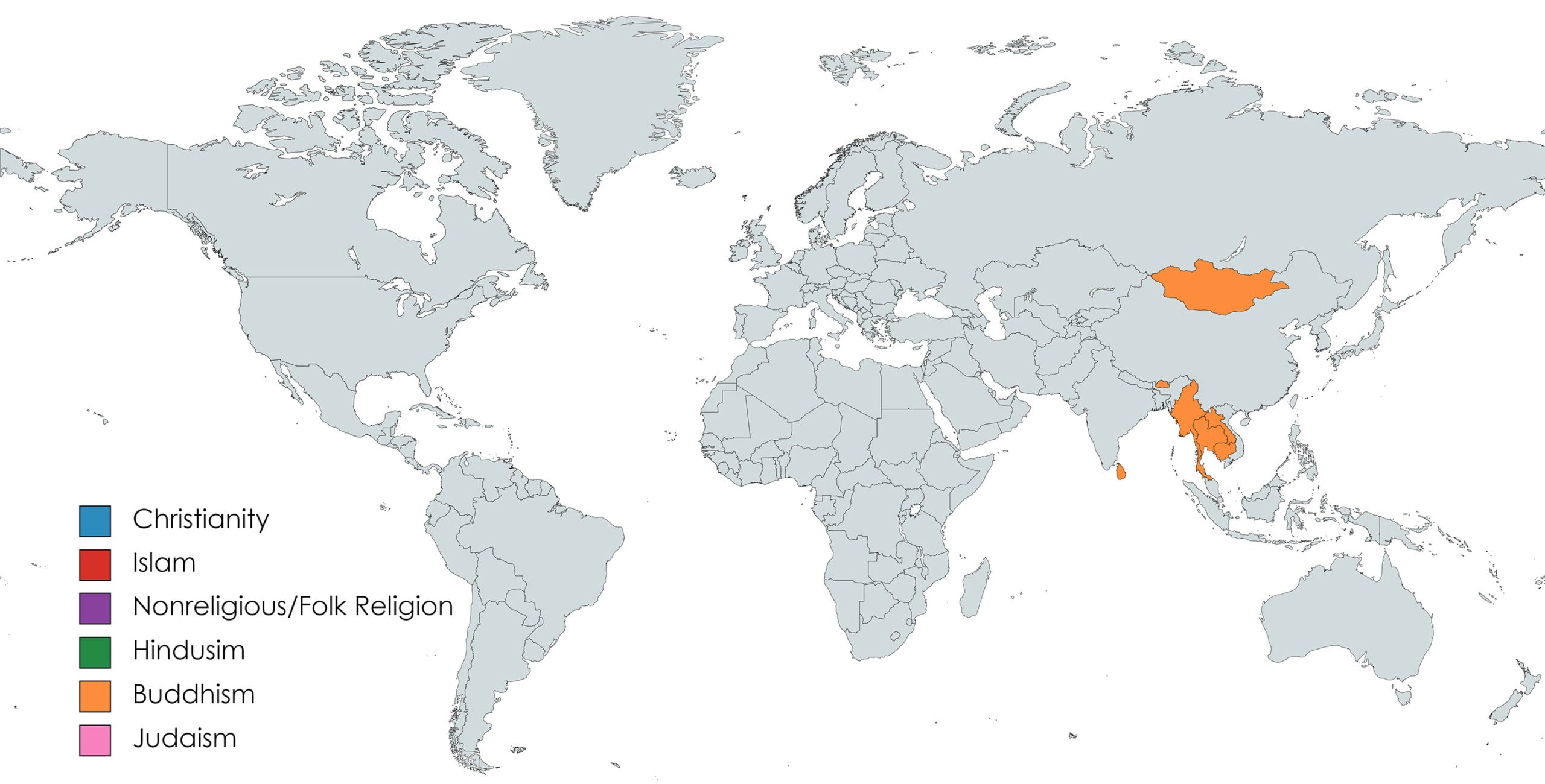 Map depicting Buddhist majority countries.