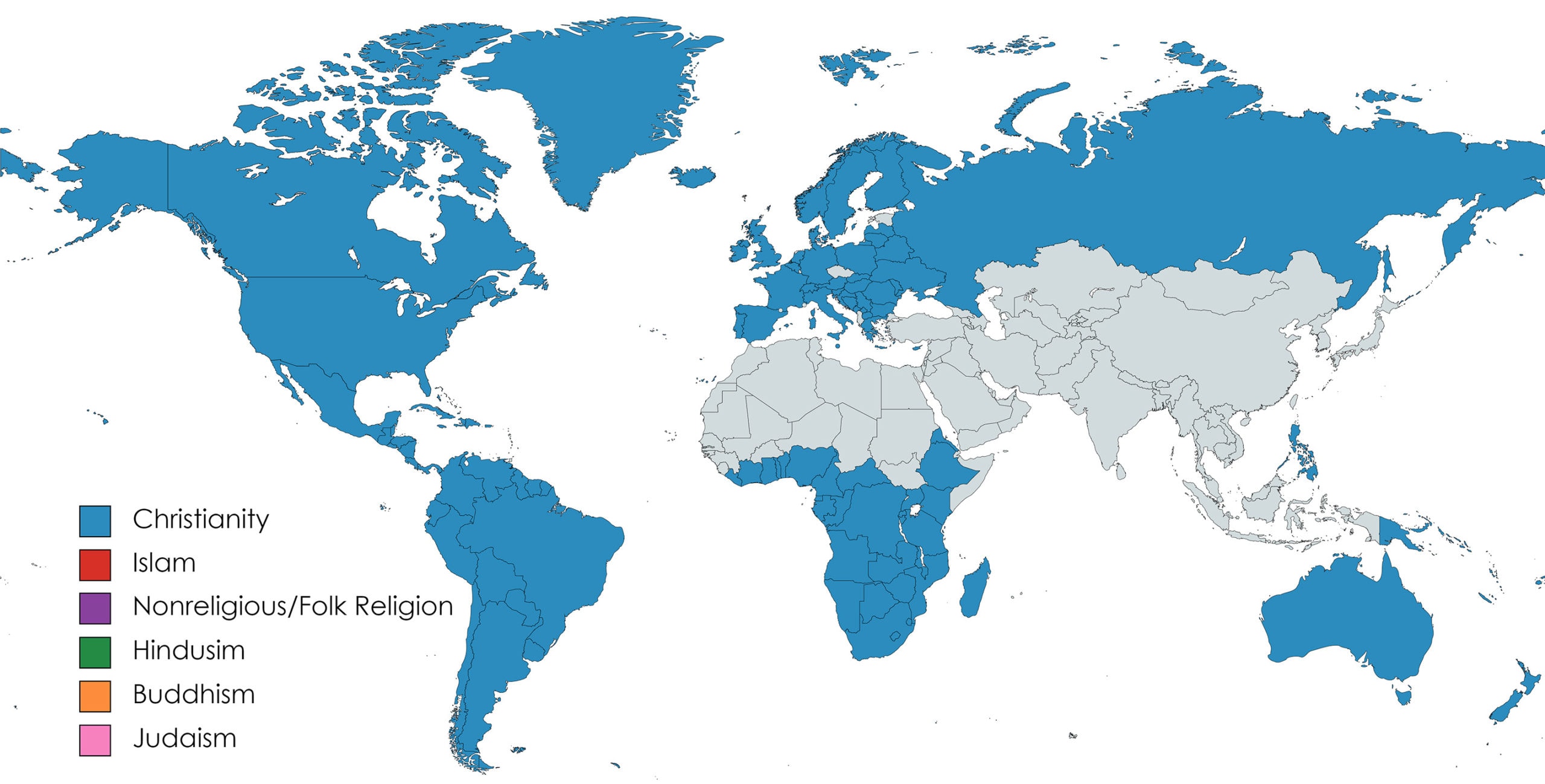Map depicting majority Christian countries.