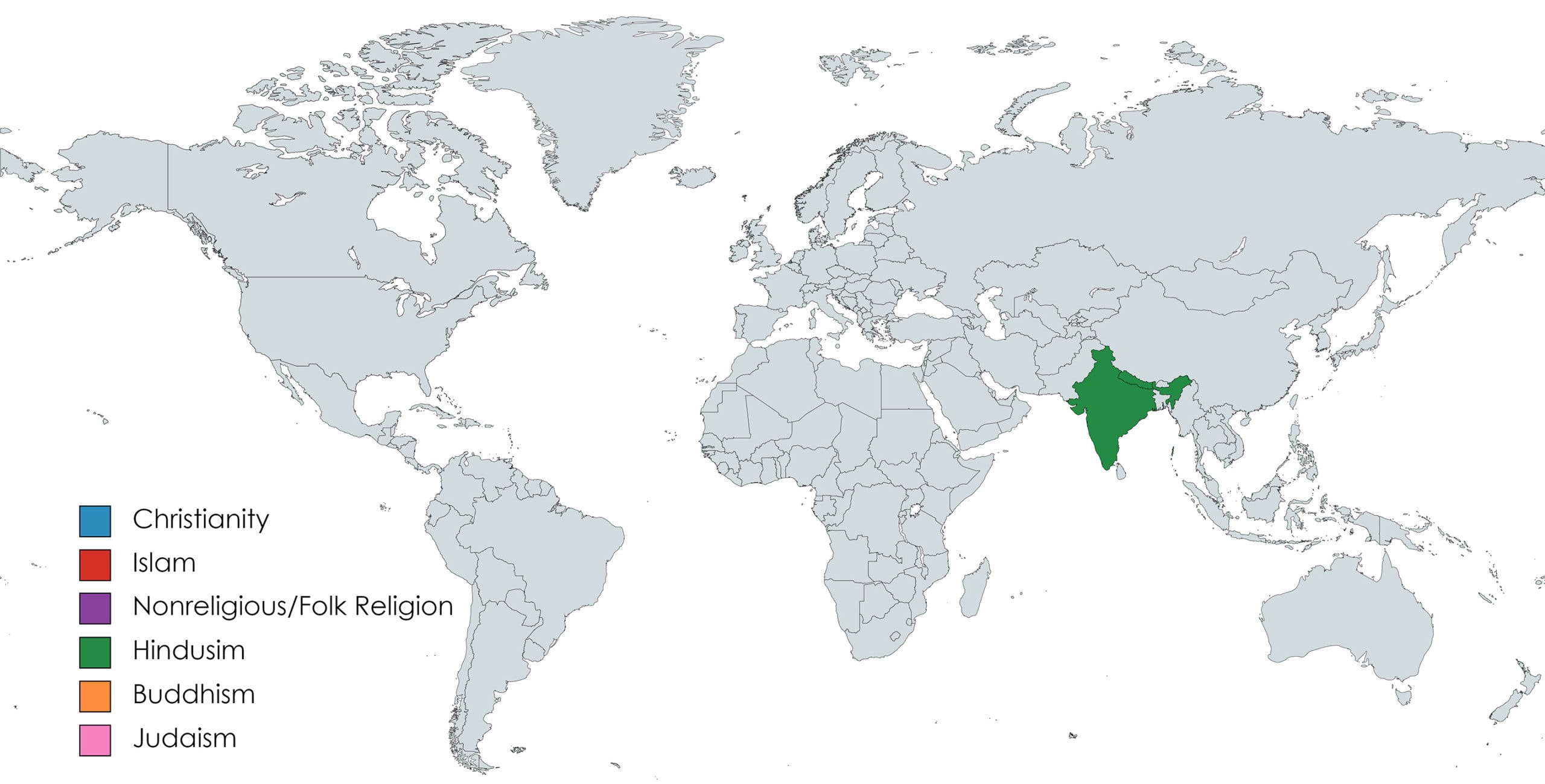 Map depicting Hindu majority countries.