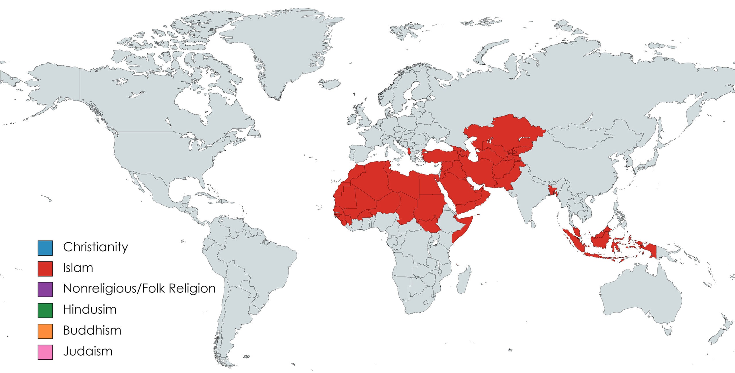 Map depicting Muslim majority countries.