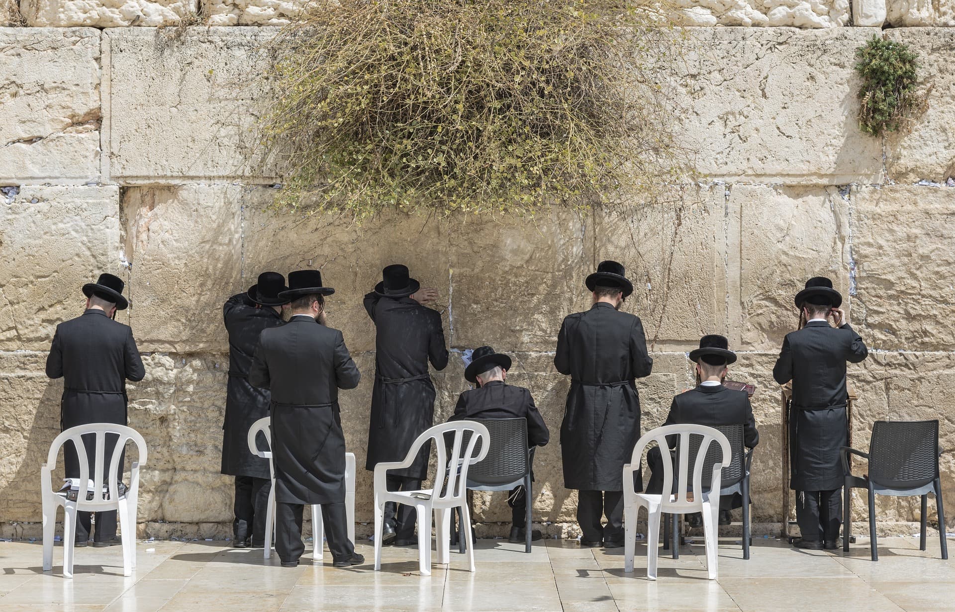 Praying at the western wall in Israel