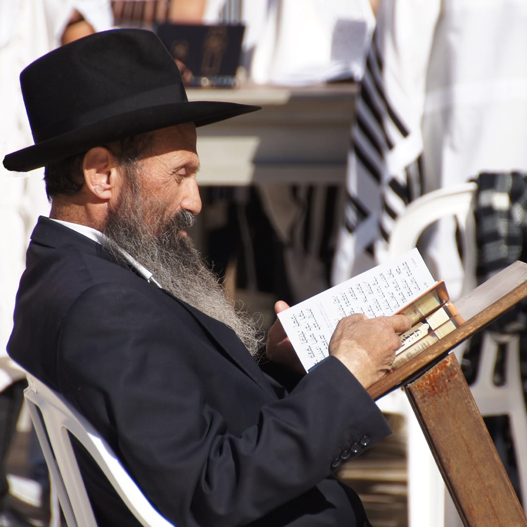 Man reading in square